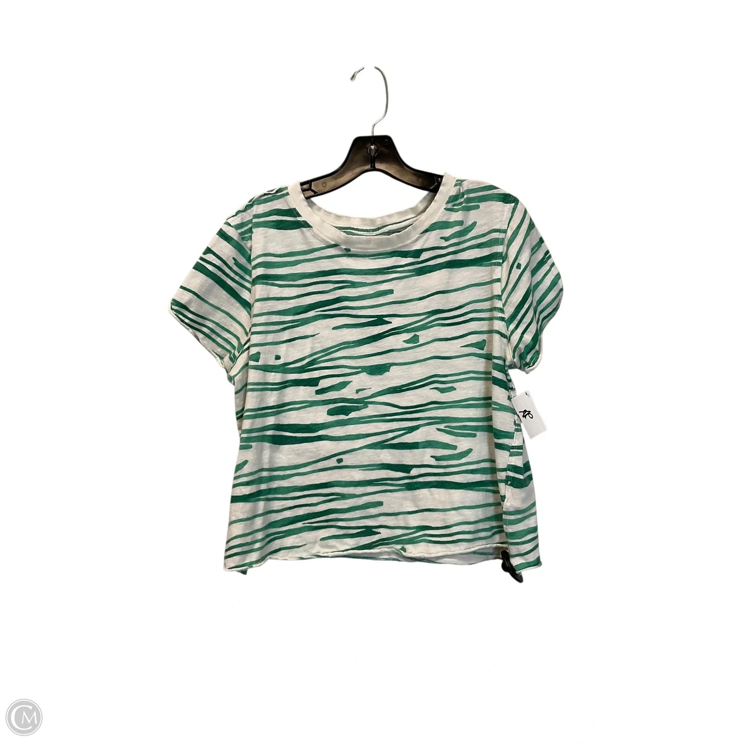 Top Short Sleeve By Maeve In Green & White, Size: M