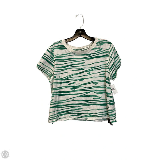 Top Short Sleeve By Maeve In Green & White, Size: M