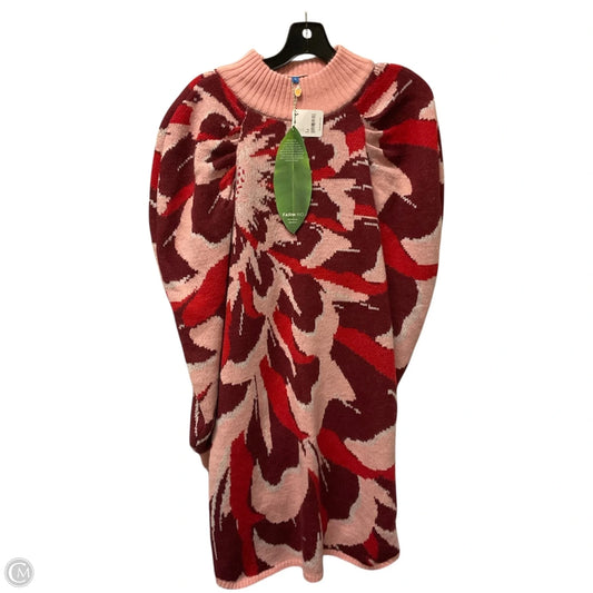 Dress Sweater By Farm Rio In Pink & Red, Size: M