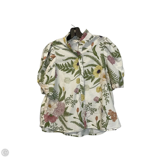 Top Short Sleeve By Entro In Cream & Green, Size: S