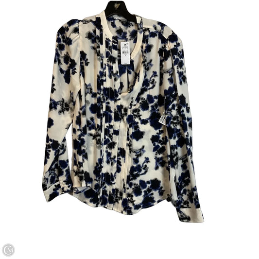 Top Long Sleeve By Express In Blue & Cream, Size: M