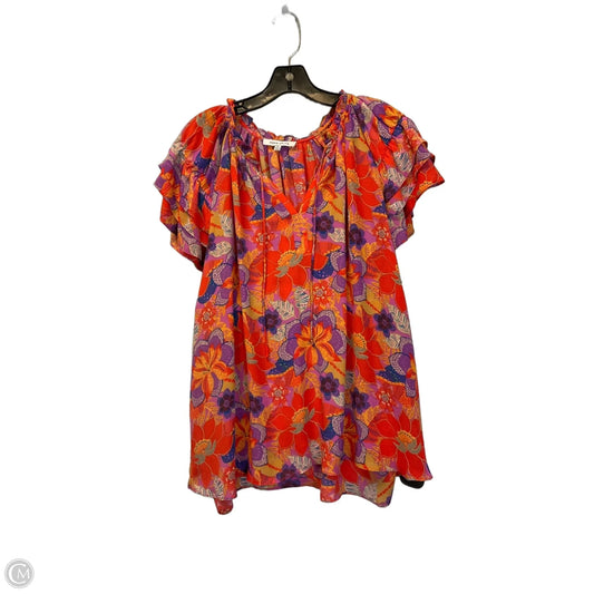 Top Short Sleeve By Rose And Olive In Orange & Purple, Size: 1x