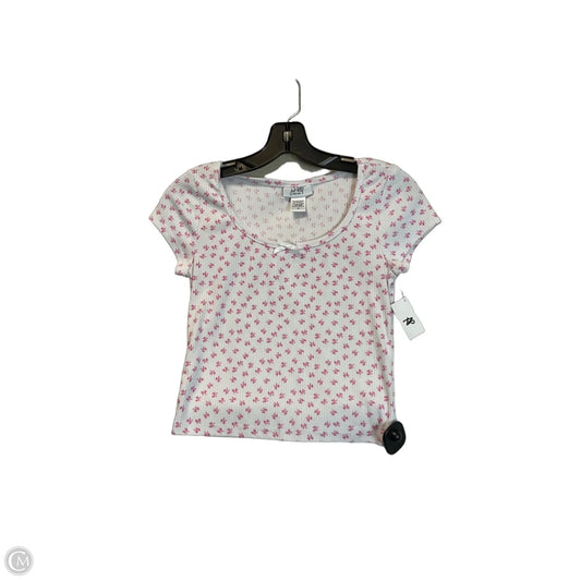 Top Short Sleeve By Just Polly In Pink & White, Size: M