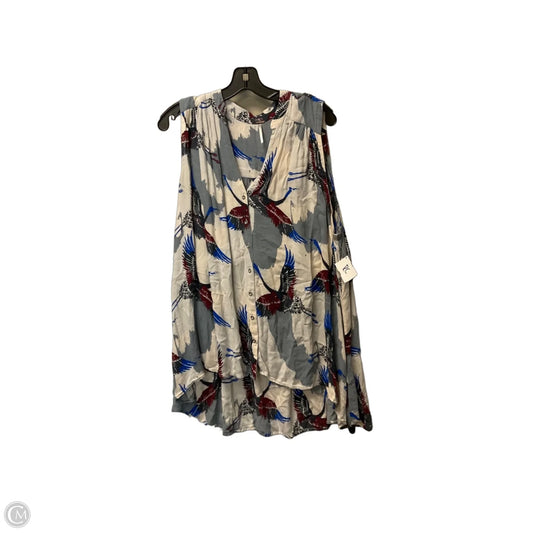 Top Sleeveless By Free People In Blue & Cream, Size: L