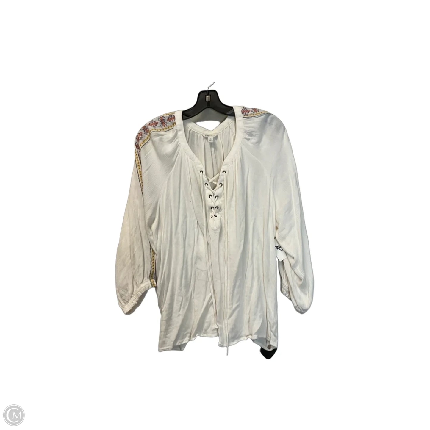 Top Long Sleeve By Cato In Cream, Size: L