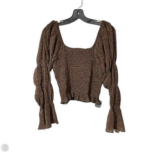 Top Long Sleeve By Anthropologie In Brown, Size: L