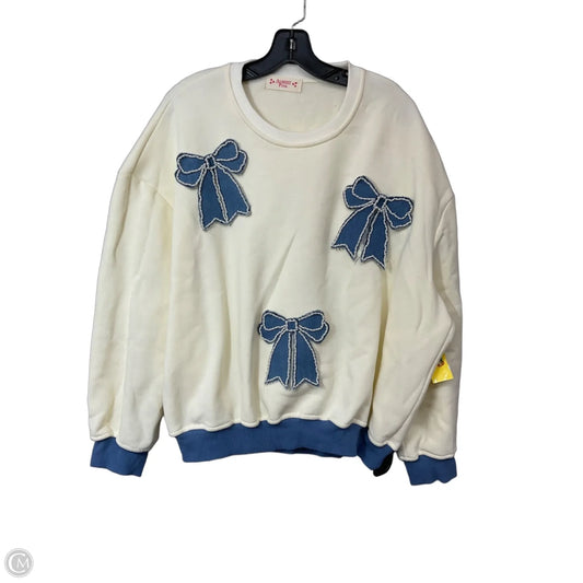 Sweatshirt Crewneck By Almost Pink In Blue & Yellow, Size: L