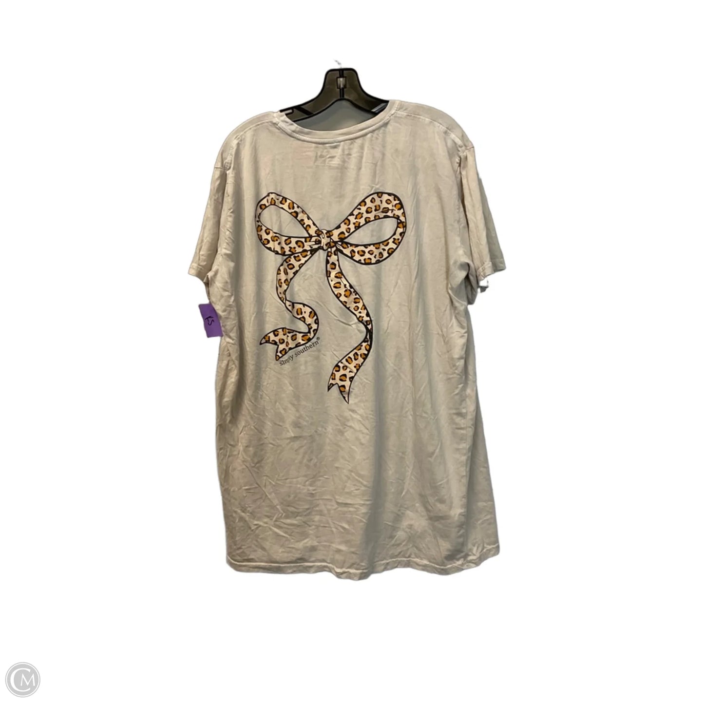 Top Short Sleeve By Simply Southern In Tan, Size: Xl