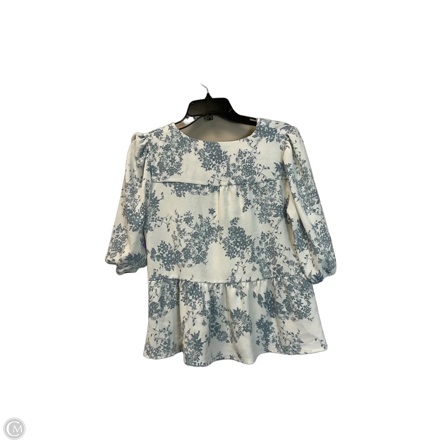 Top 3/4 Sleeve By Monteau In Blue & White, Size: Xl