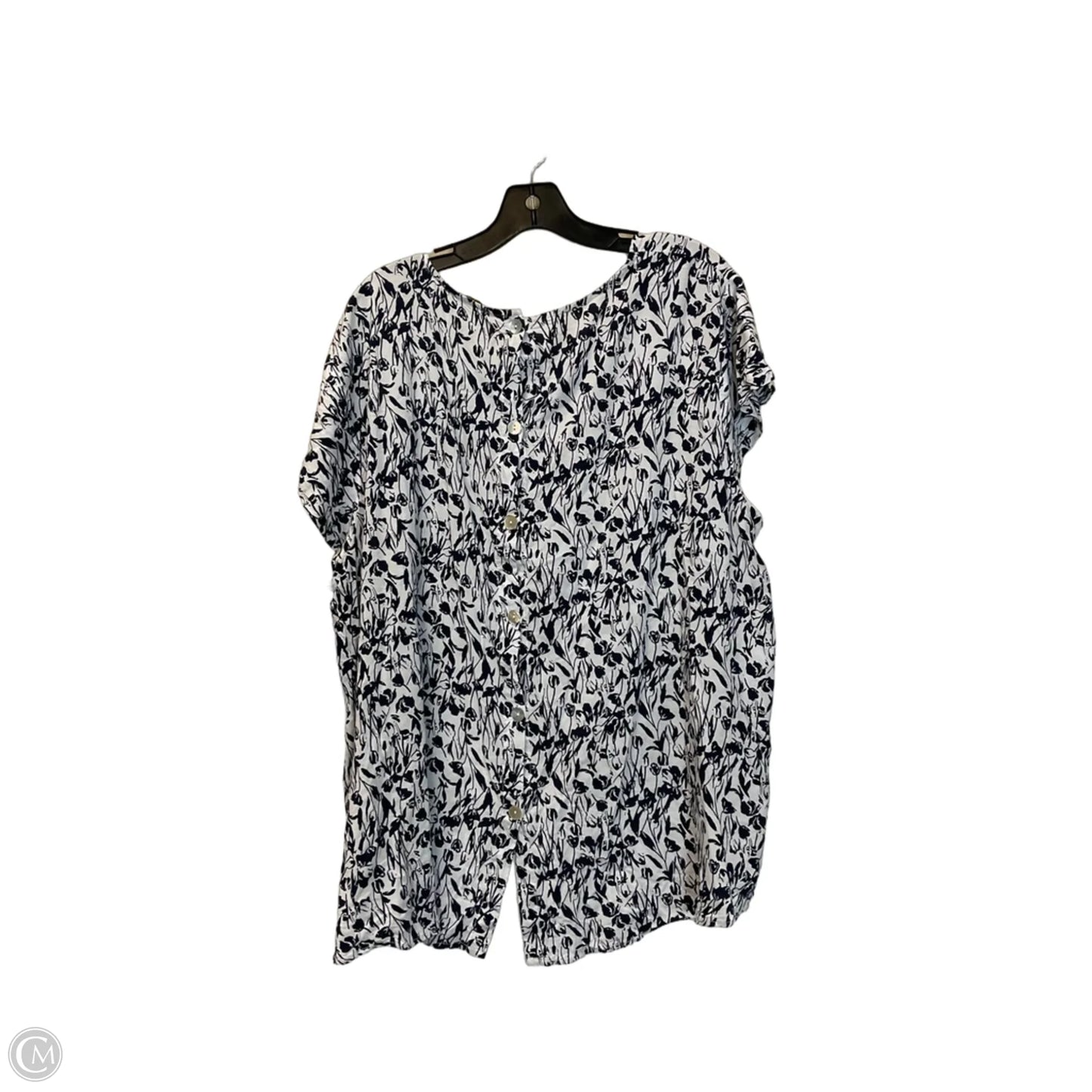 Top Short Sleeve By Cynthia Rowley In Blue & White, Size: 3x