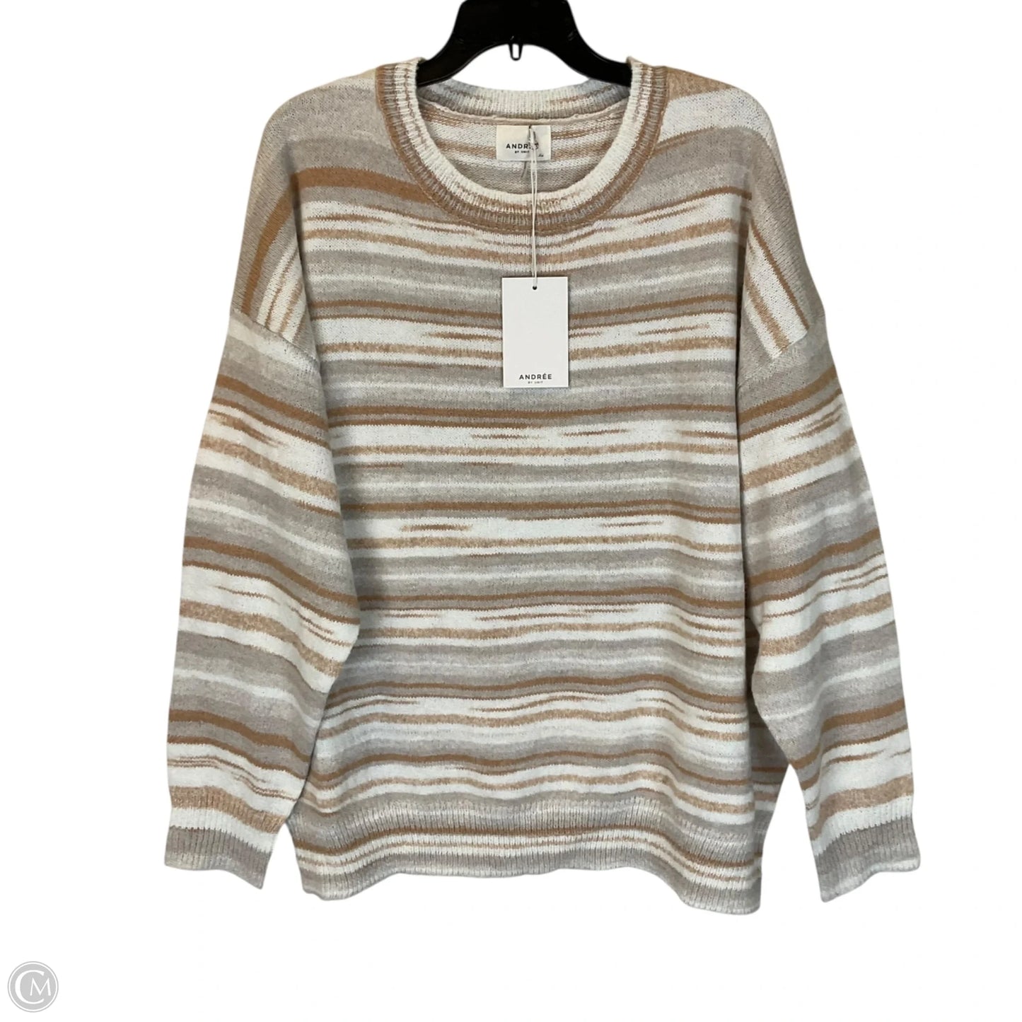 Sweater By Andree By Unit In Tan & White, Size: 2x