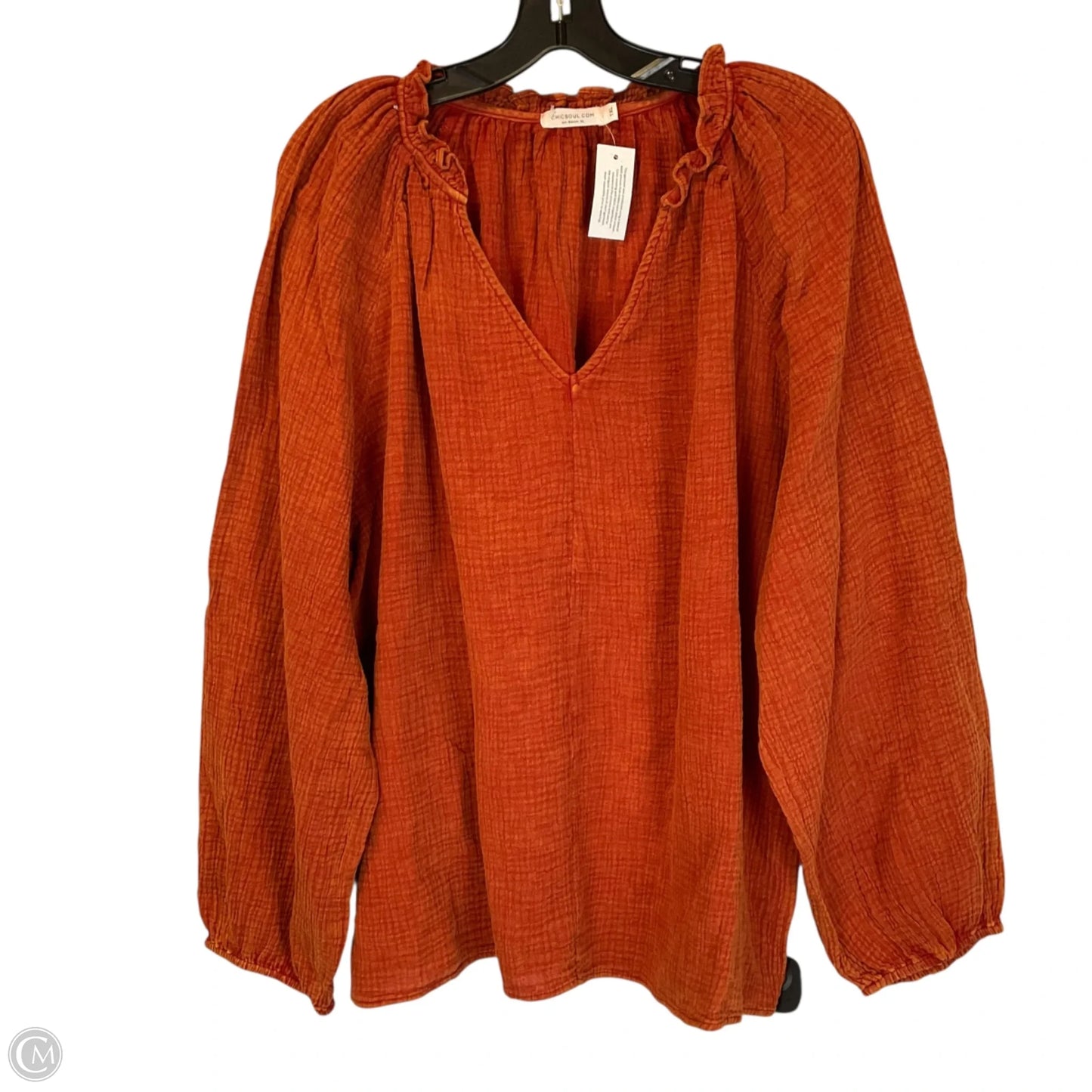 Top Long Sleeve By Chicsoul In Orange, Size: 1x