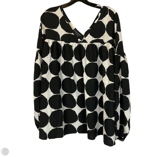 Top Long Sleeve By Chicsoul In Black & White, Size: 3x