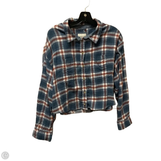 Top Long Sleeve By American Eagle In Plaid Pattern, Size: L