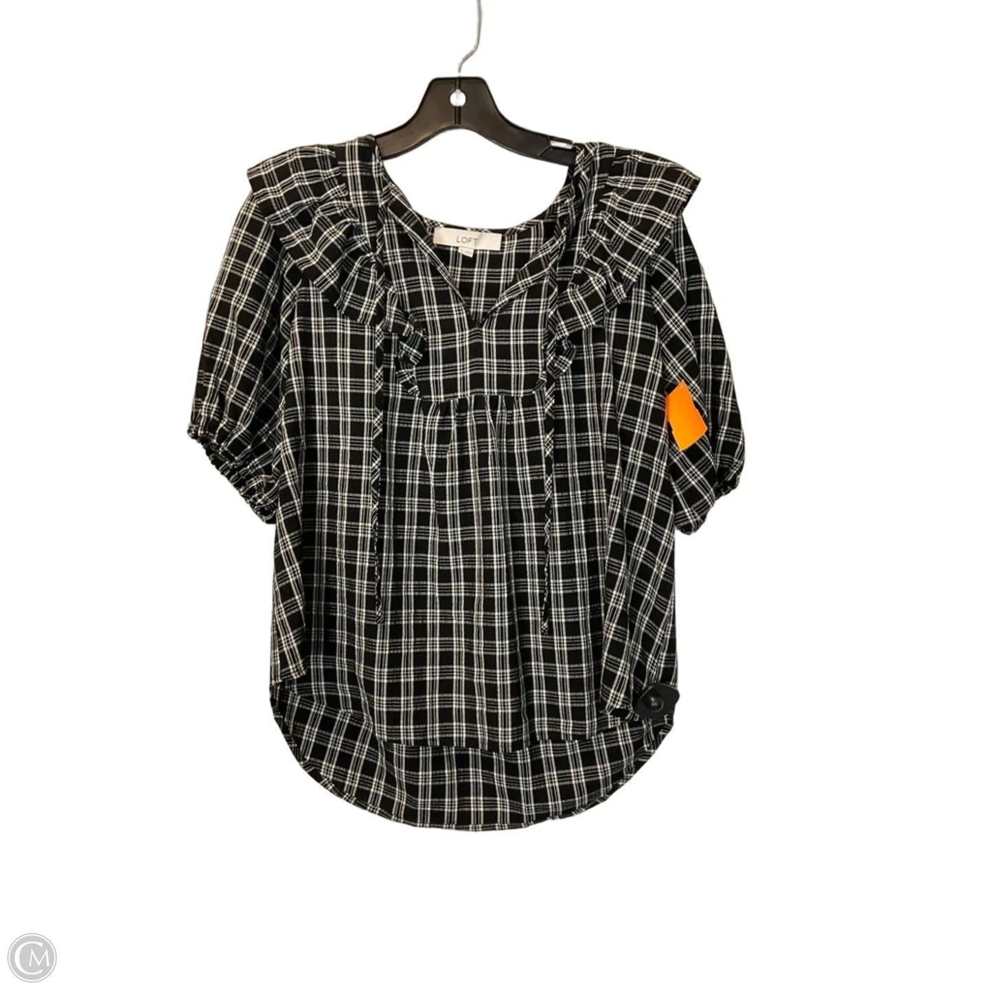 Top Short Sleeve By Loft In Black, Size: S