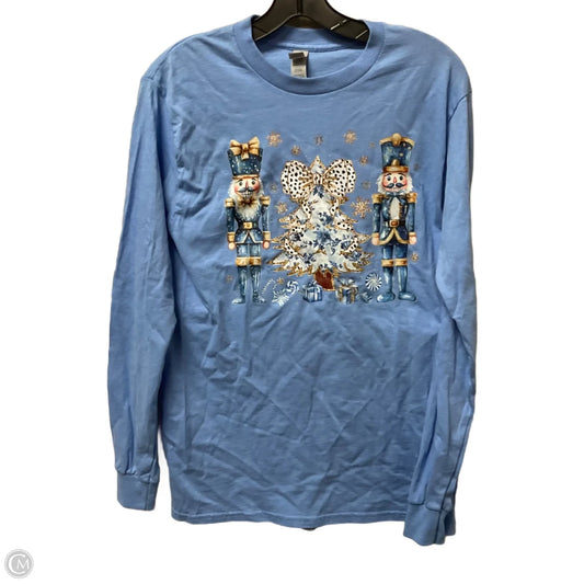 Top Long Sleeve By Gildan In Blue, Size: S
