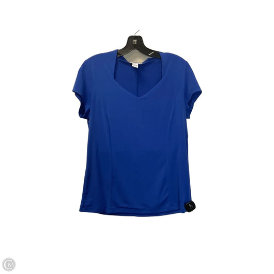 Top Short Sleeve By Carmen By Carmen Marc Valvo In Blue, Size: L