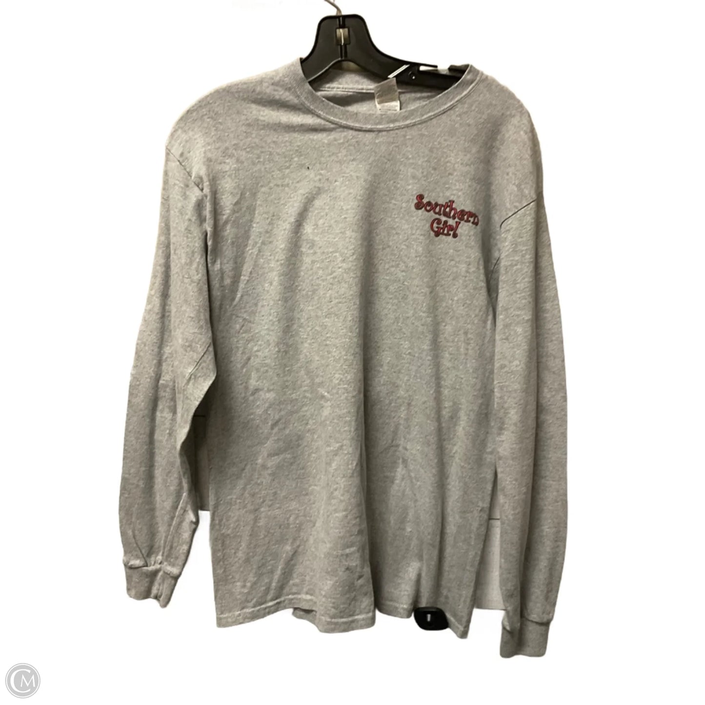 Top Long Sleeve By Gildan In Grey, Size: M