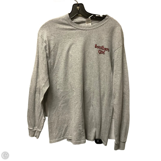 Top Long Sleeve By Gildan In Grey, Size: M