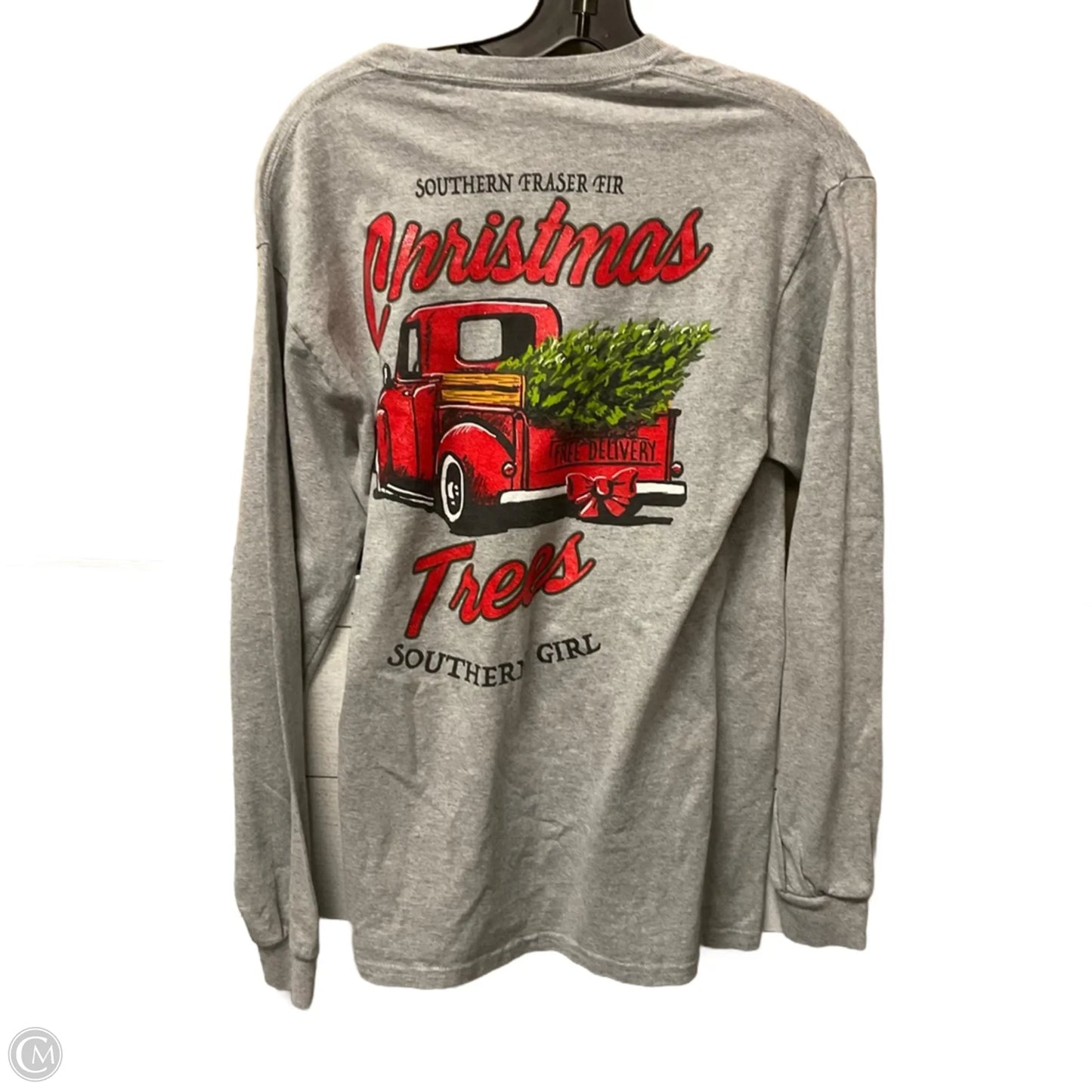 Top Long Sleeve By Gildan In Grey, Size: M