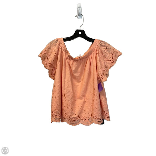 Top Short Sleeve By Tcec In Peach, Size: L
