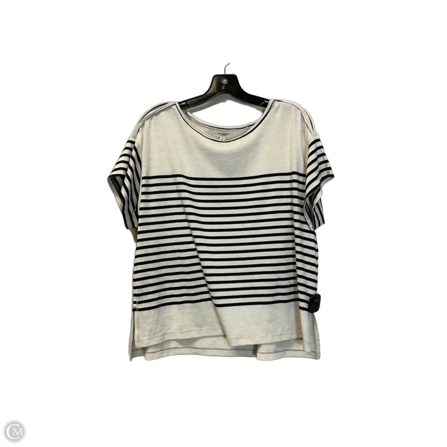 Top Short Sleeve By Max Studio In Black & Cream, Size: S