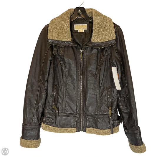 Jacket Faux Fur & Sherpa By Michael By Michael Kors In Brown, Size: M