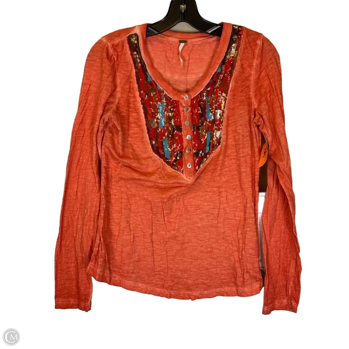 Top Long Sleeve Basic By Free People In Orange, Size: M