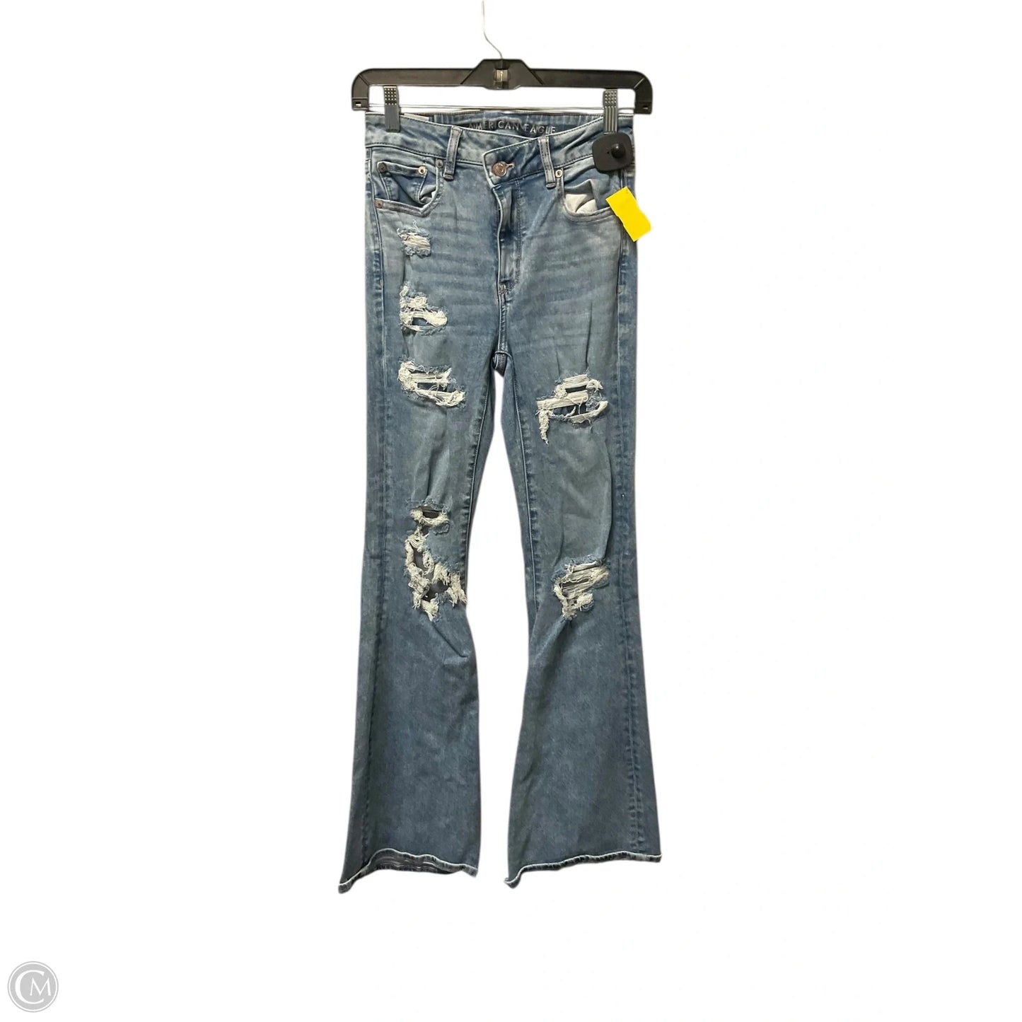 Jeans Flared By American Eagle In Blue Denim, Size: 4