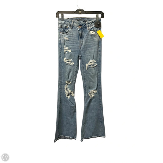Jeans Flared By American Eagle In Blue Denim, Size: 4