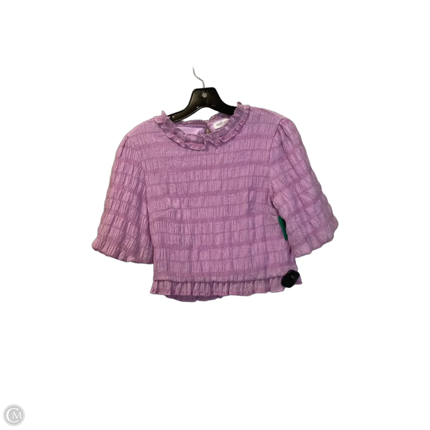 Top Short Sleeve Basic By Vestique In Purple, Size: L
