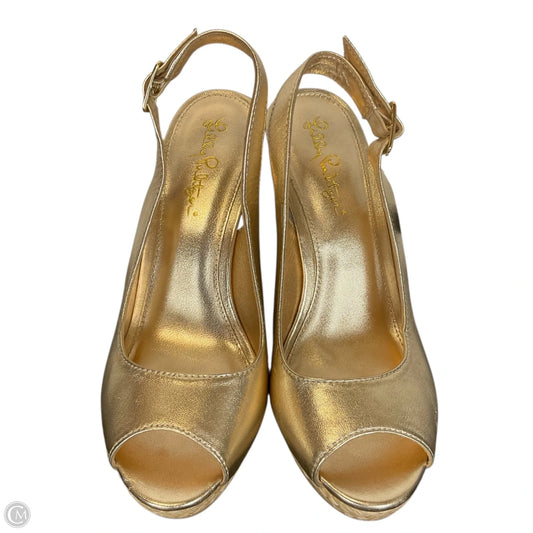 Shoes Designer By Lilly Pulitzer In Gold, Size: 7