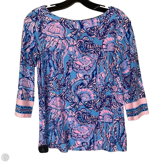 Top Long Sleeve Designer By Lilly Pulitzer In Blue & Pink, Size: Xxs