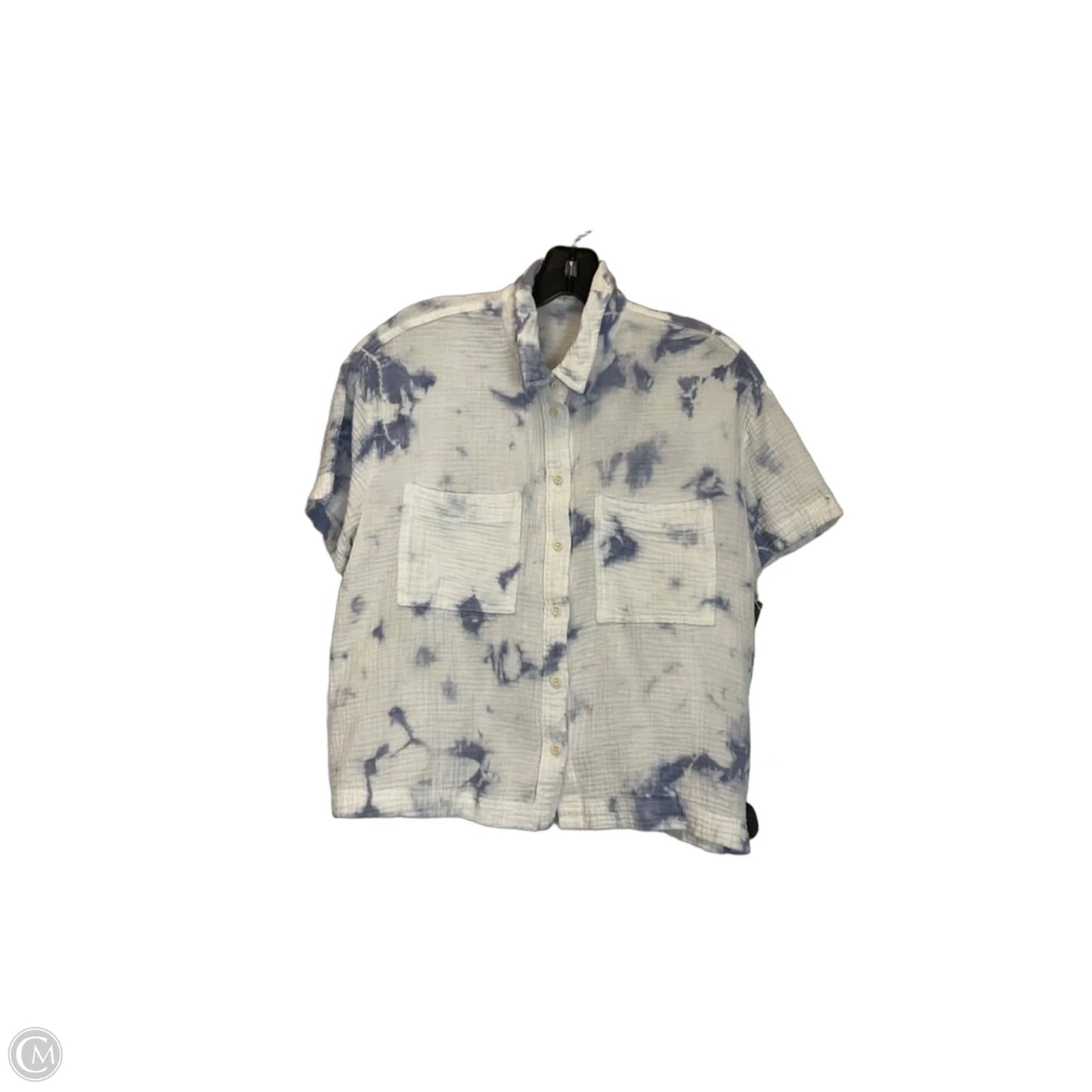 Top Short Sleeve Basic By Madewell In Blue & White, Size: S