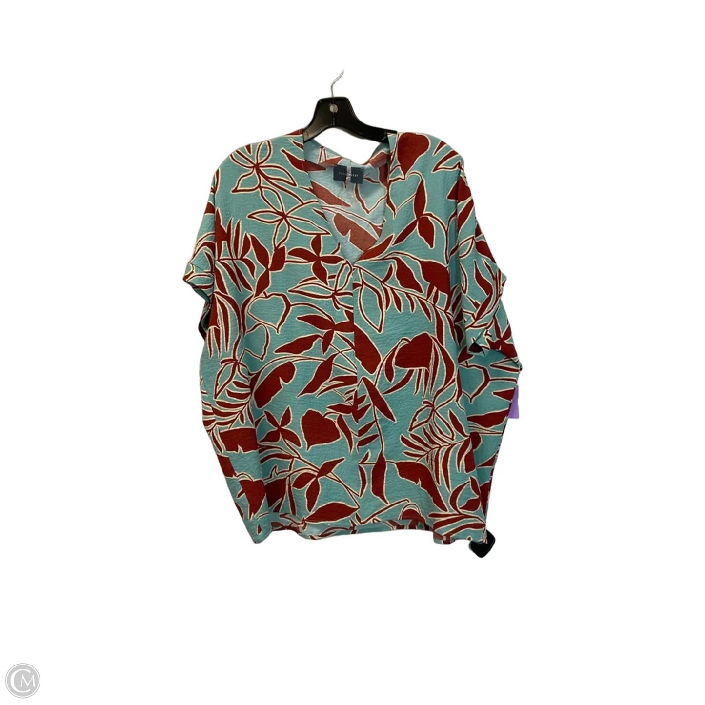 Top Short Sleeve By Hudson In Green & Orange, Size: L