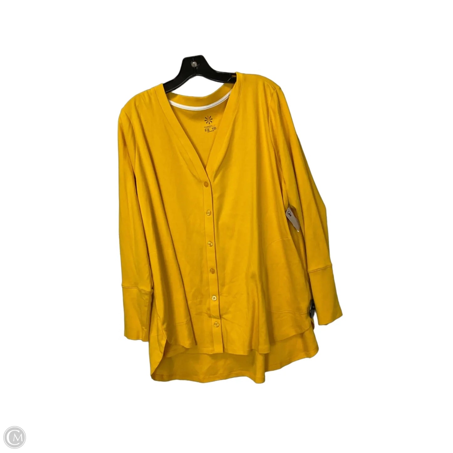 Top Long Sleeve Basic By Isaac Mizrahi Live Qvc In Yellow, Size: 2x