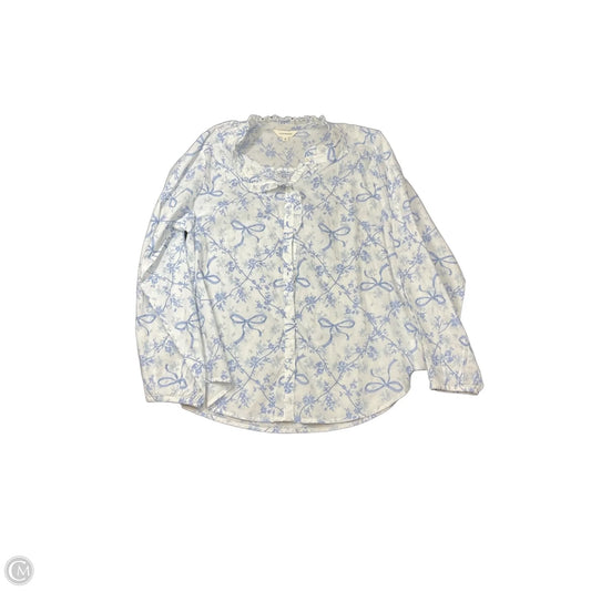 Top Long Sleeve Basic By Lucky Brand In Blue & White, Size: M