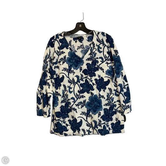 Top Long Sleeve Basic By Talbots In Blue, Size: L