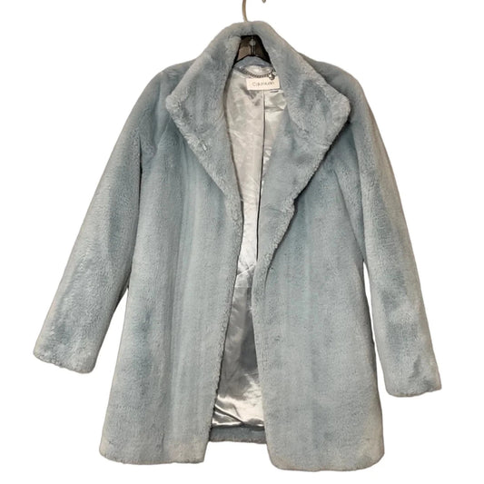 Coat Faux Fur & Sherpa By Calvin Klein In Blue, Size: S