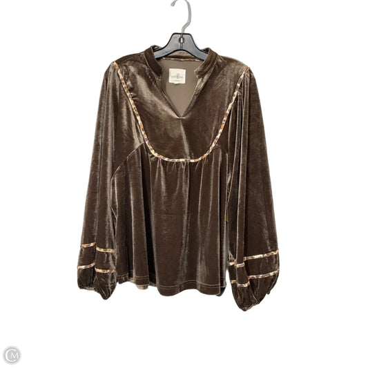 Top Long Sleeve By Umgee In Brown, Size: M