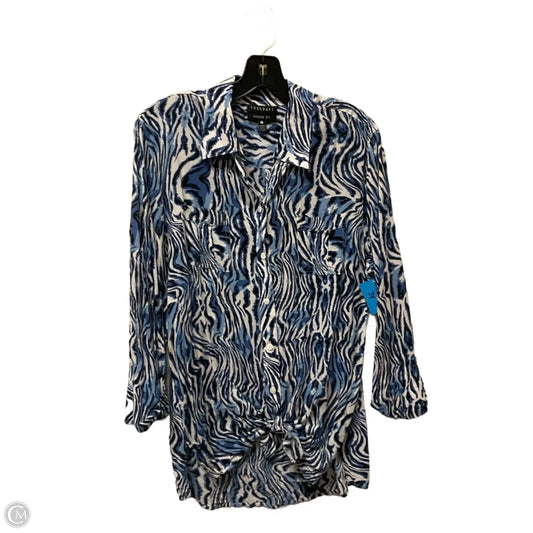 Top Long Sleeve Basic By Foxcroft In Blue, Size: L