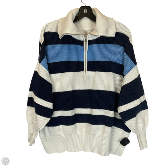 Jacket Shirt By Aerie In Blue & White, Size: M