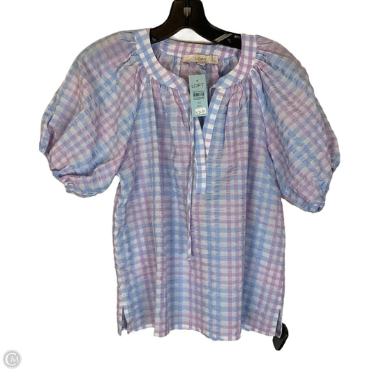 Top Short Sleeve By Loft In Plaid Pattern, Size: Xs