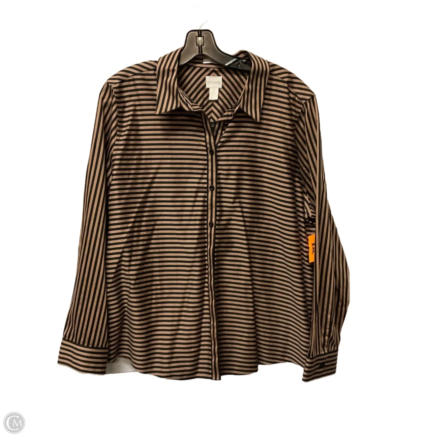 Top Long Sleeve Basic By Chicos In Striped Pattern, Size: L