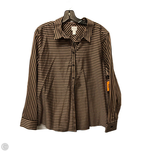 Top Long Sleeve Basic By Chicos In Striped Pattern, Size: L