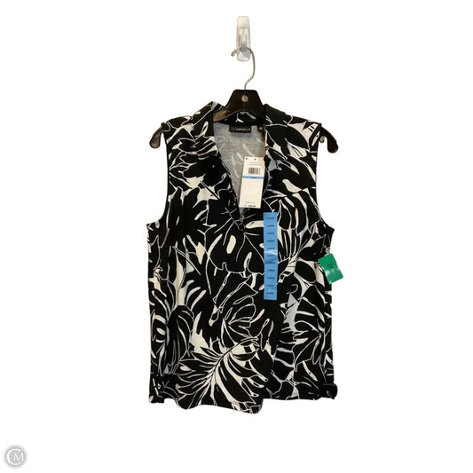 Top Sleeveless By Rafaella In Black & White, Size: L