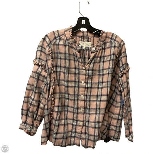 Top Long Sleeve By The Great. In Blue & Pink, Size: Xs