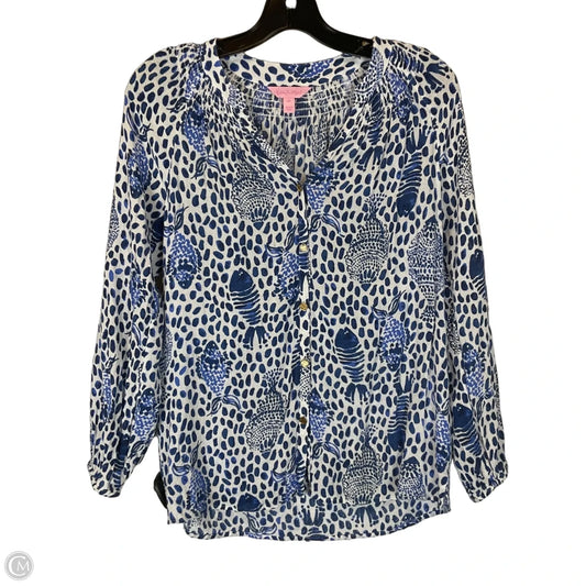 Top Long Sleeve Designer By Lilly Pulitzer In Blue, Size: Xs