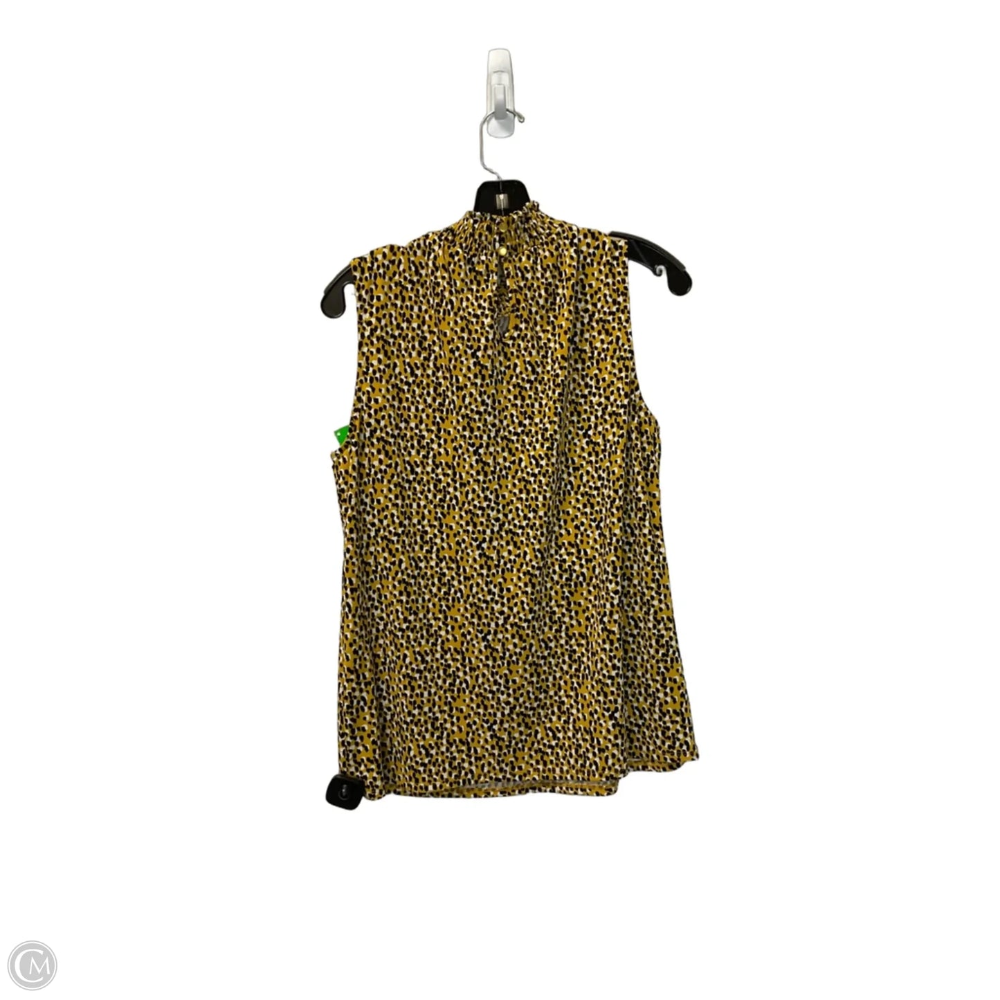 Top Sleeveless By Adrianna Papell In Black & Yellow, Size: M