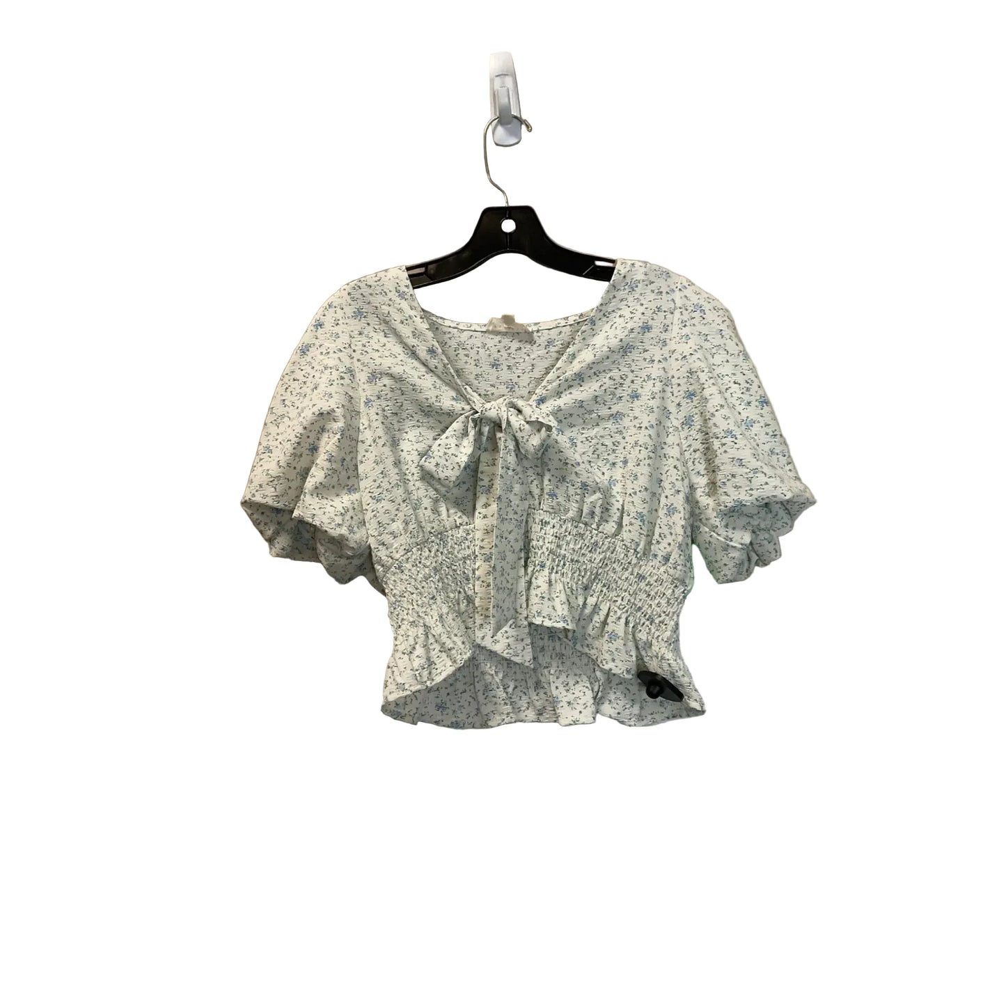 Top Short Sleeve By Promesa In Blue & White, Size: L